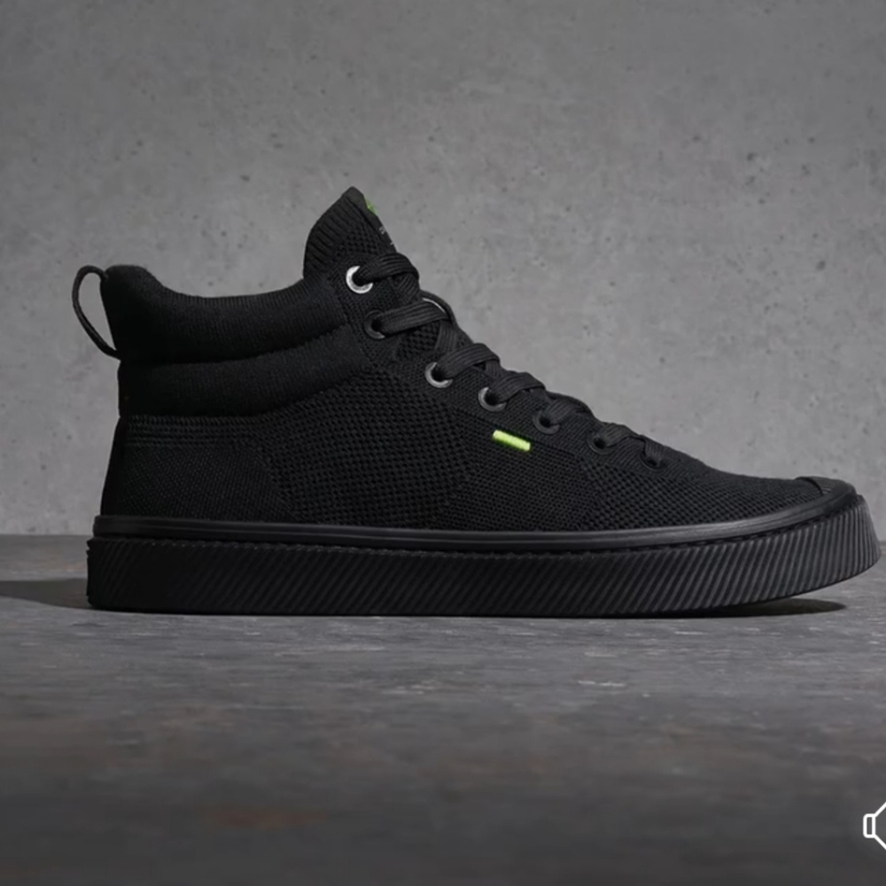 New* CARIUMA IBI HIGH TOP ALL BLACK Bamboo KNIT SNEAKER 8 M 9.5 W
